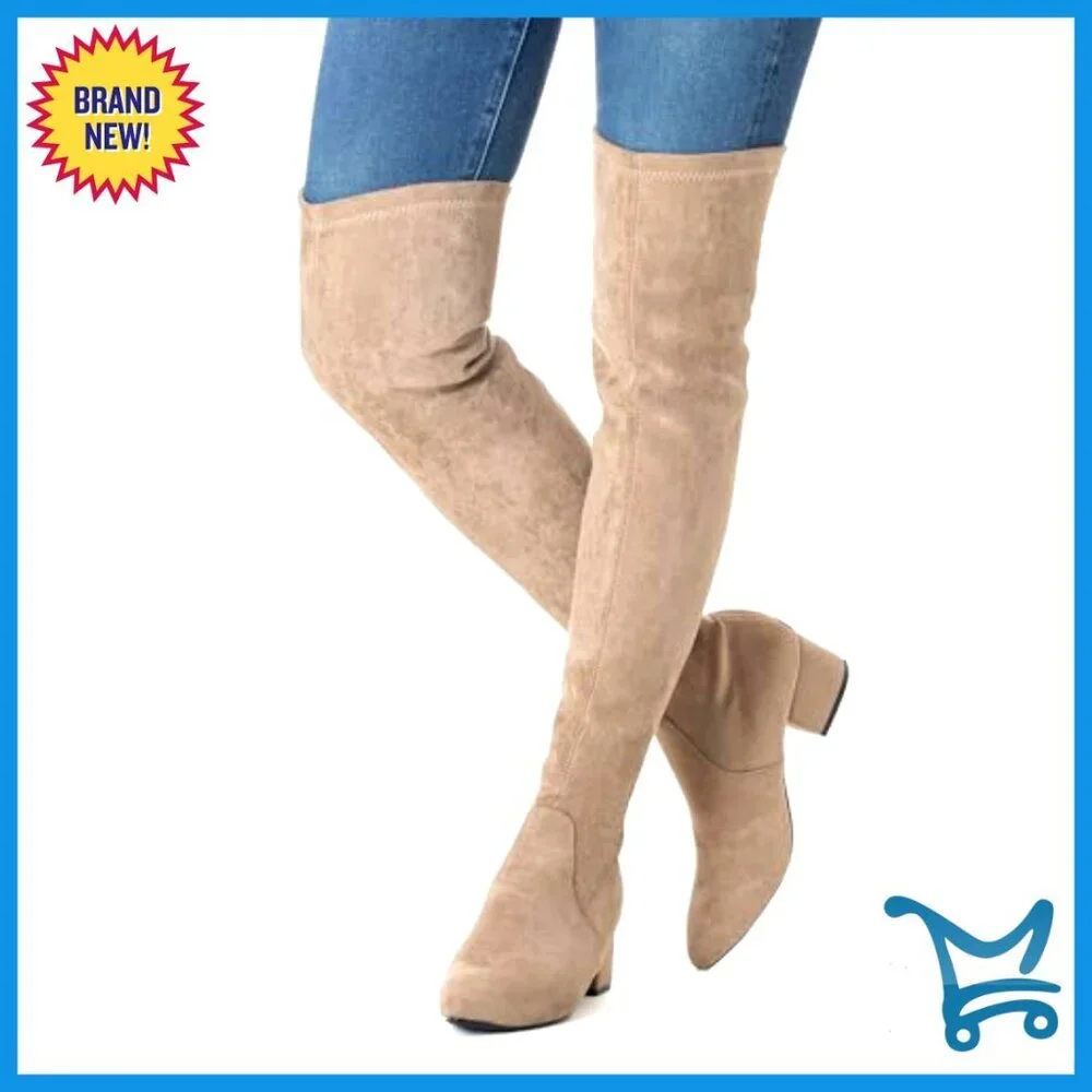 Women's Over the Knee Boots Suede Block Heel Winter Comfort Pointed Toe
